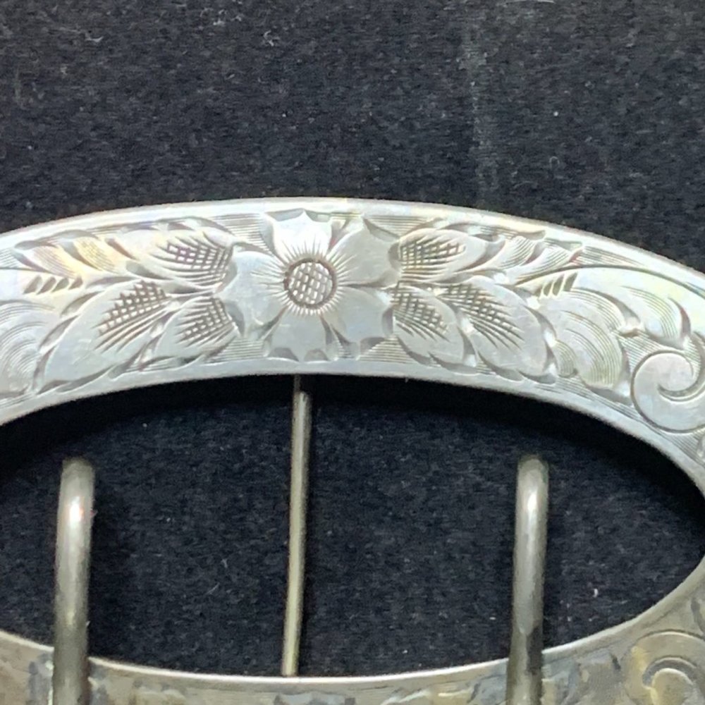 Victorian Unger Brothers Sterling Silver Sash Buckle Signed Broken clasp (2550) - Picture 3 of 9